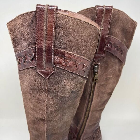 BED/STU Midge Cobbler Series Leather and Suede Distressed Western Riding Boots - Picture 8 of 16
